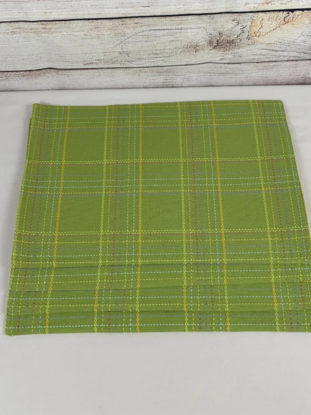 Nobility Placemats Green Yellow Plaid Woven Set of 4